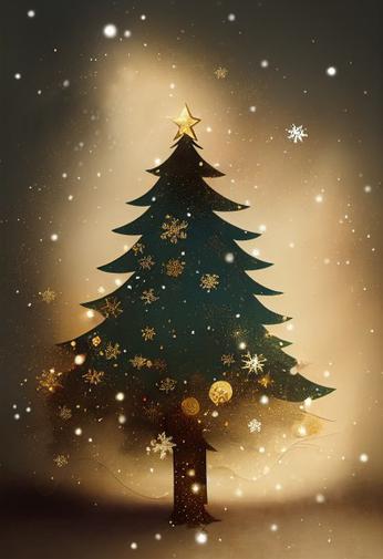 Free Gold Christmas Tree Greeting Card Background