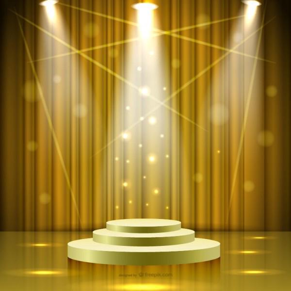 Golden Stage with Lights Free Vector