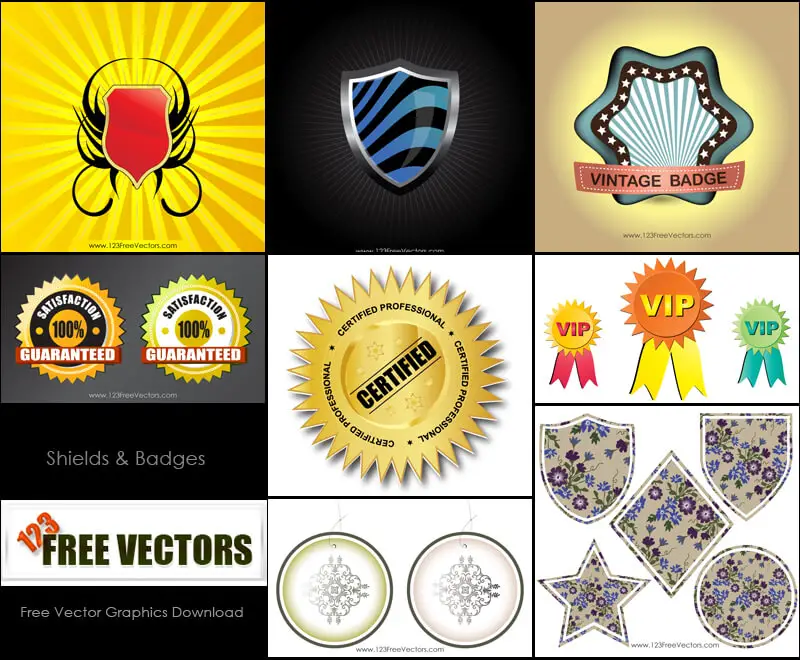 Download Free Shield Badge Vector Pack