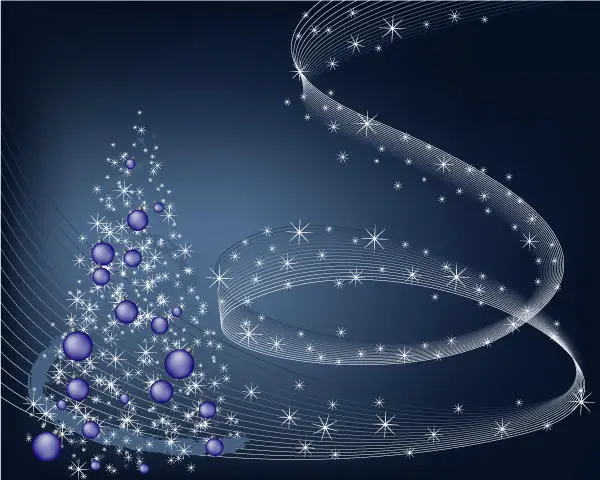 Abstract Winter Blue Background with stars and Christmas Tree Vector ...