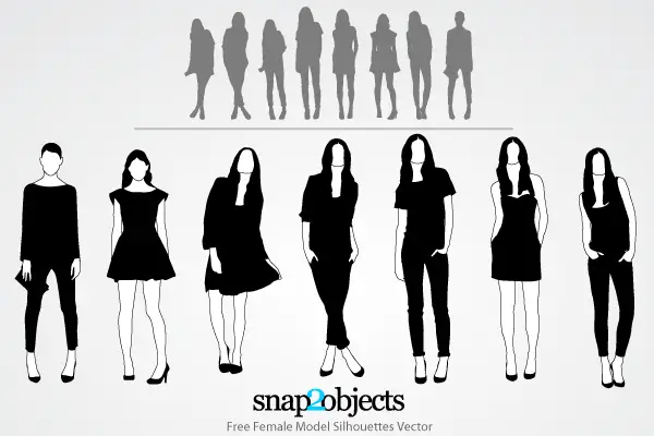 Download Free Female Model Silhouettes Vector Pack