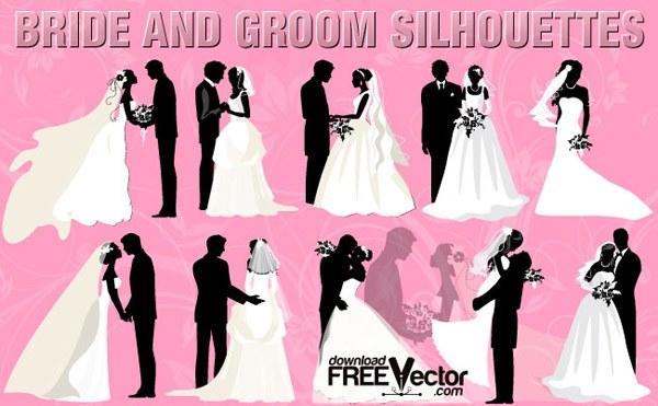 Download Bride and Groom Silhouettes Vector Free | 123Freevectors