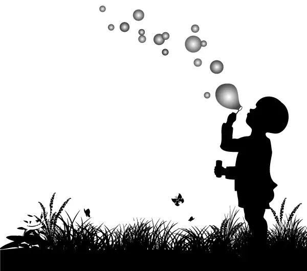 Download Vector Silhouette of Small Boy Blowing Bubbles ...